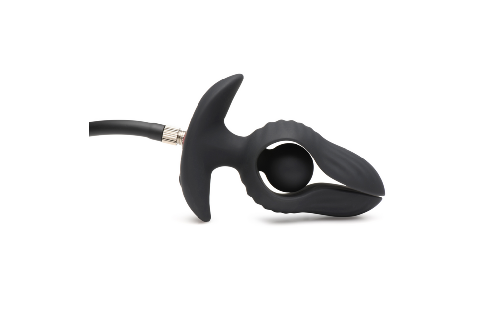 Dark Pearl 11.4 cm - Inflatable Vibrating Anal Plug Black