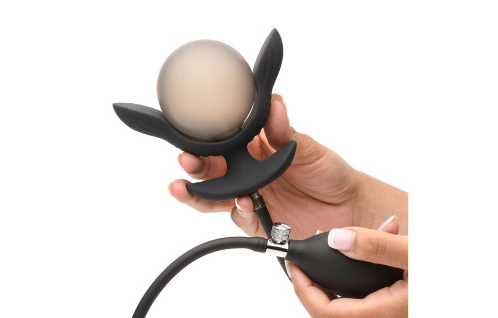 Dark Pearl 11,4 cm - Opblaasbare Vibrerende Anale Plug Zwart