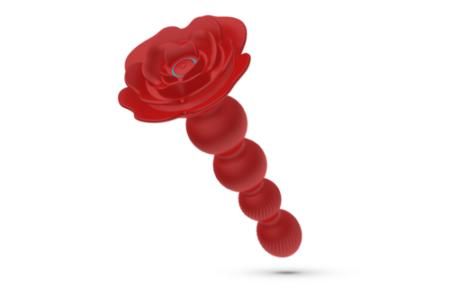 Rosaline - Rotating Anal Rose Plug with Remote Control - Red