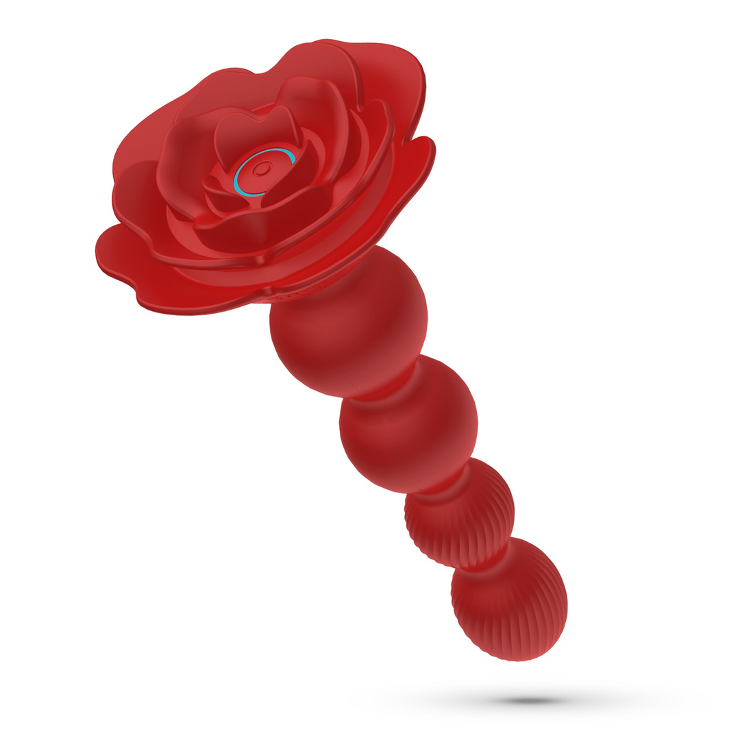 Rosaline - Rotating Anal Rose Plug with Remote Control - Red