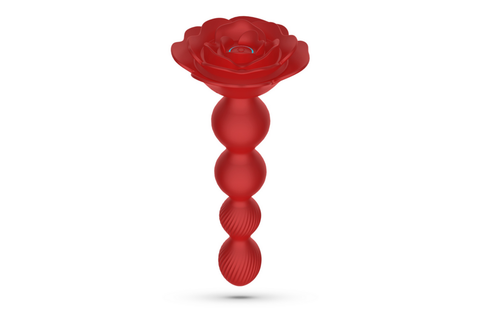 Rosaline - Rotating Anal Rose Plug with Remote Control - Red