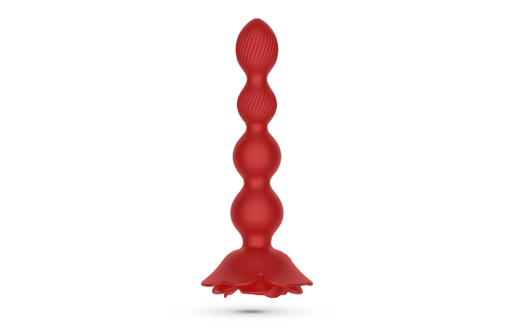 Rosaline - Rotating Anal Rose Plug with Remote Control - Red