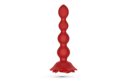 Rosaline - Rotating Anal Rose Plug with Remote Control - Red