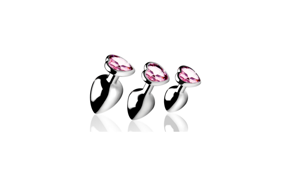 Pinkes Herz-Butt-Plug-Set 3 Stück – 7,5–9,5 cm Lieb & Sexy