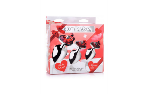 Rode Edelsteen Butt Plug Set 7 cm met Rinkelende Belletjes