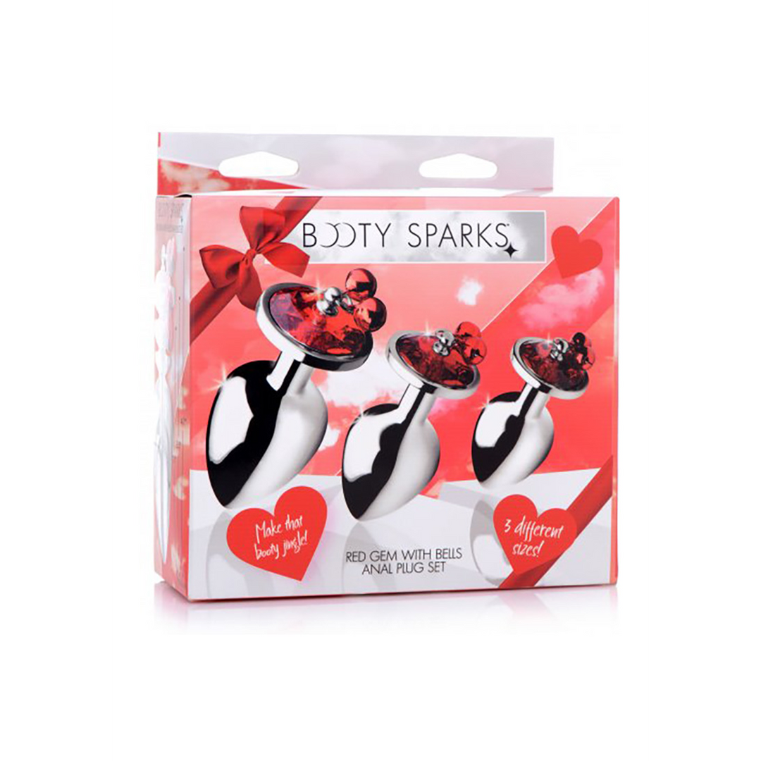 Rode Edelsteen Butt Plug Set 7 cm met Rinkelende Belletjes