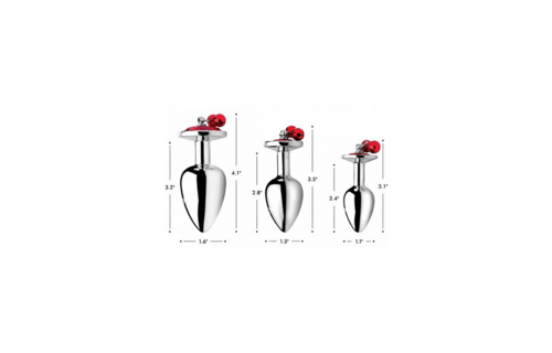 Red Gemstone Butt Plug Set 7 cm with Jingle Bells