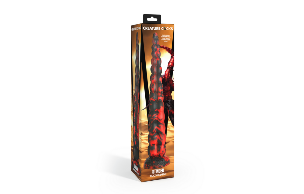Stinger Silikon-Dildo 36,8 cm Rot/Schwarz – Einzigartig & Cool