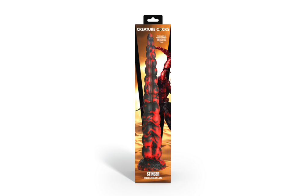 Stinger Silikon-Dildo 36,8 cm Rot/Schwarz – Einzigartig & Cool