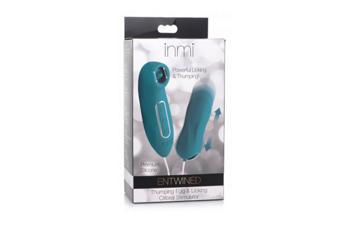 Entwined Pulsating Egg & Licking Clitoral Stimulator Blue