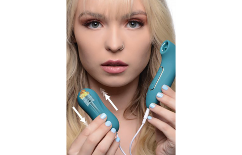 Entwined Pulsating Egg & Licking Clitoral Stimulator Blue