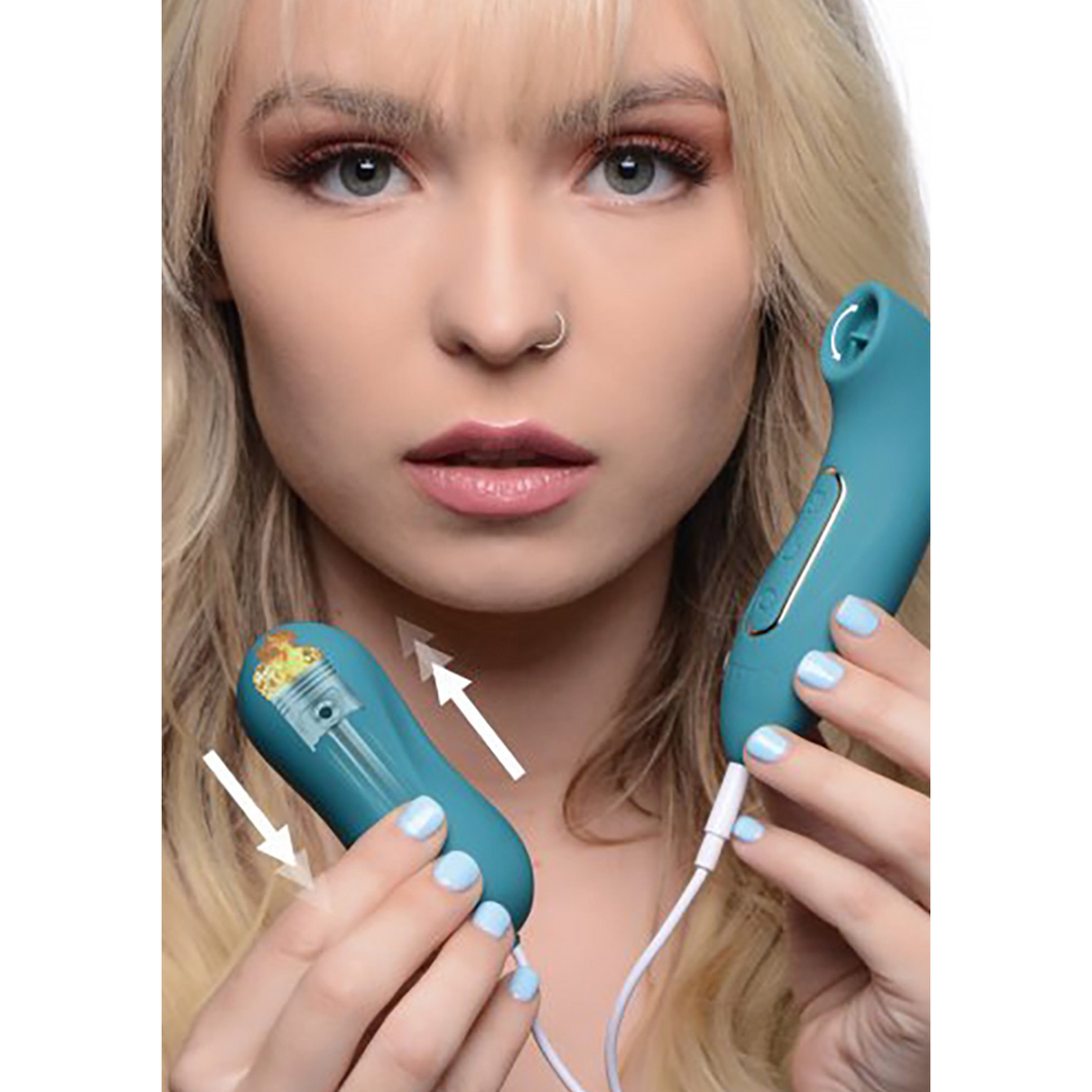 Entwined Pulsating Egg & Licking Clitoral Stimulator Blue