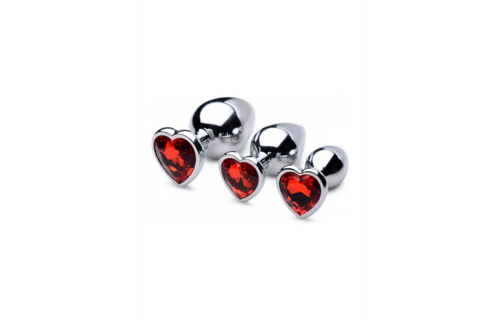 Red Heart Butt Plug Set 7-11 cm - Anal Pleasure & Luxury
