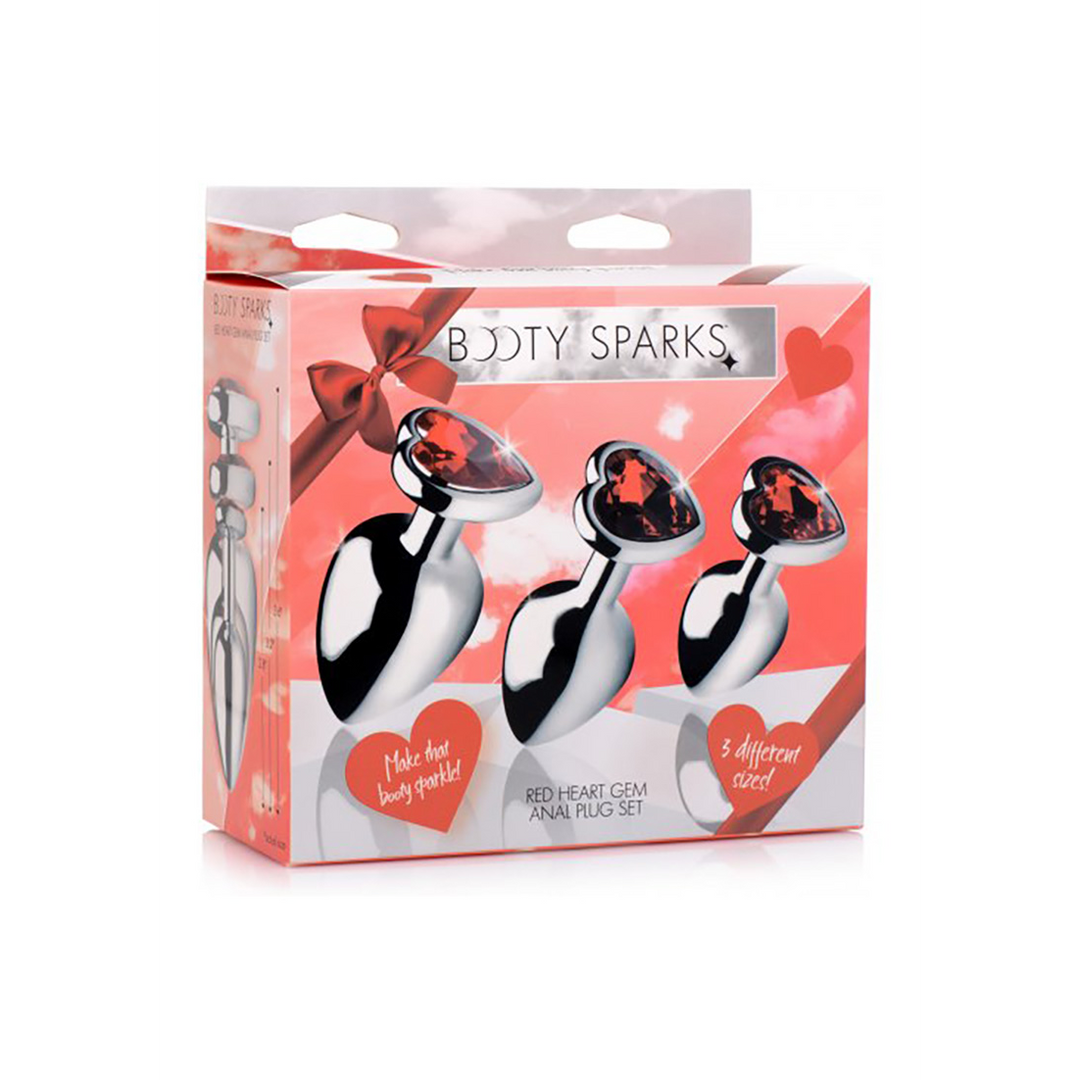 Rode Hart Butt Plug Set 7-11 cm - Anal Plezier & Luxe