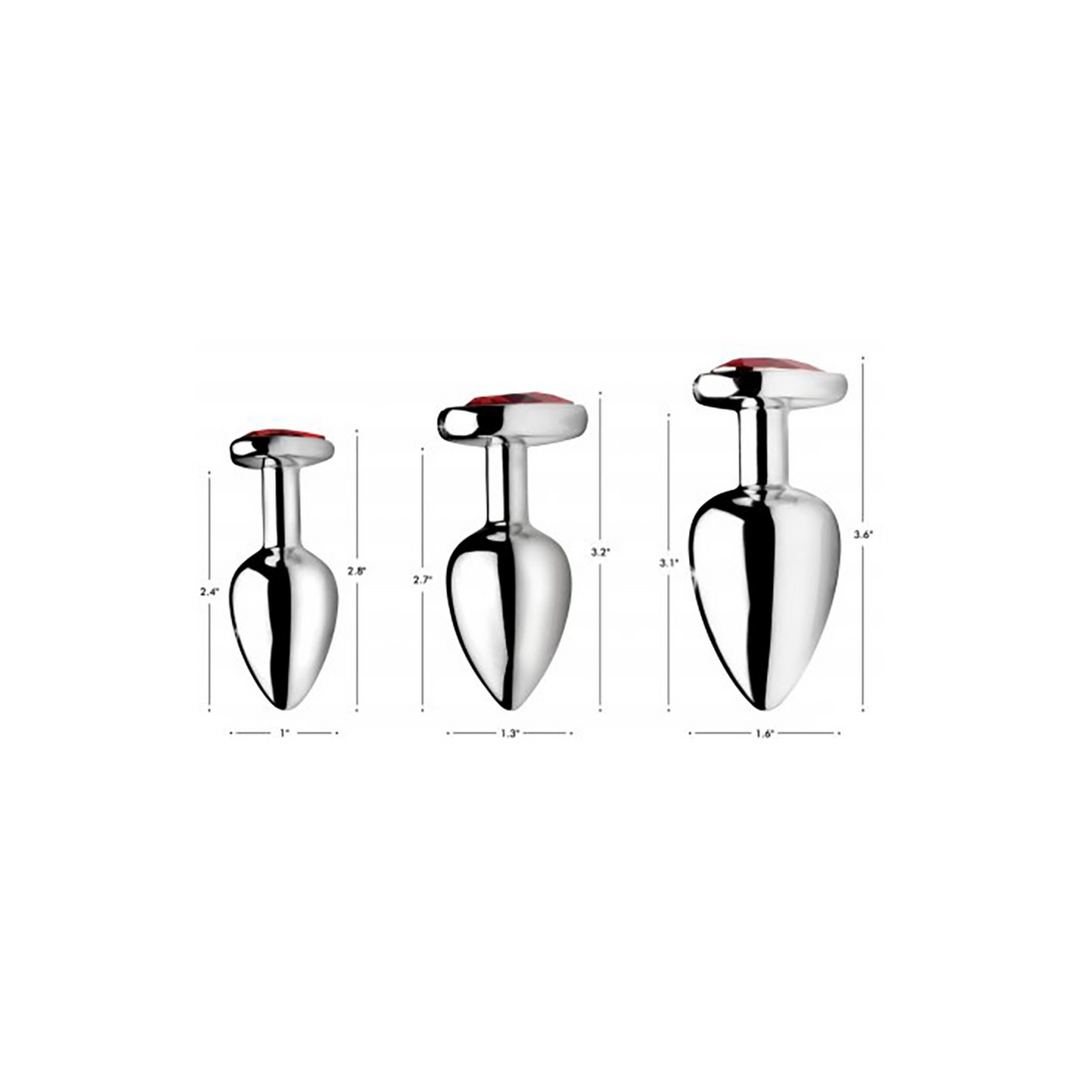 Rote Herz-Buttplug-Set 7-11 cm – Analvergnügen & Luxus