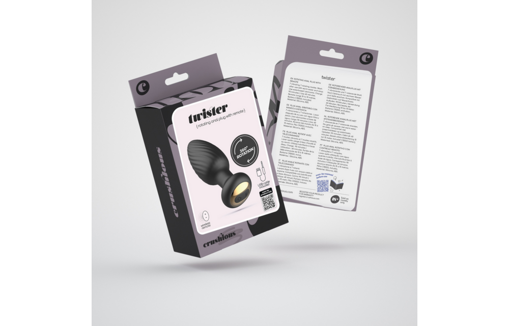Twister 6 cm – Drehbarer Analplug Schwarz mit Fernbedienung