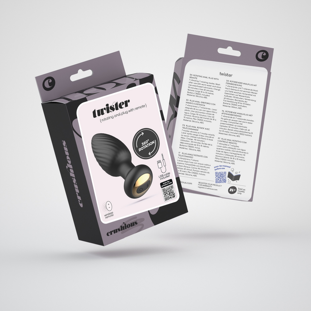 Twister 6 cm – Drehbarer Analplug Schwarz mit Fernbedienung