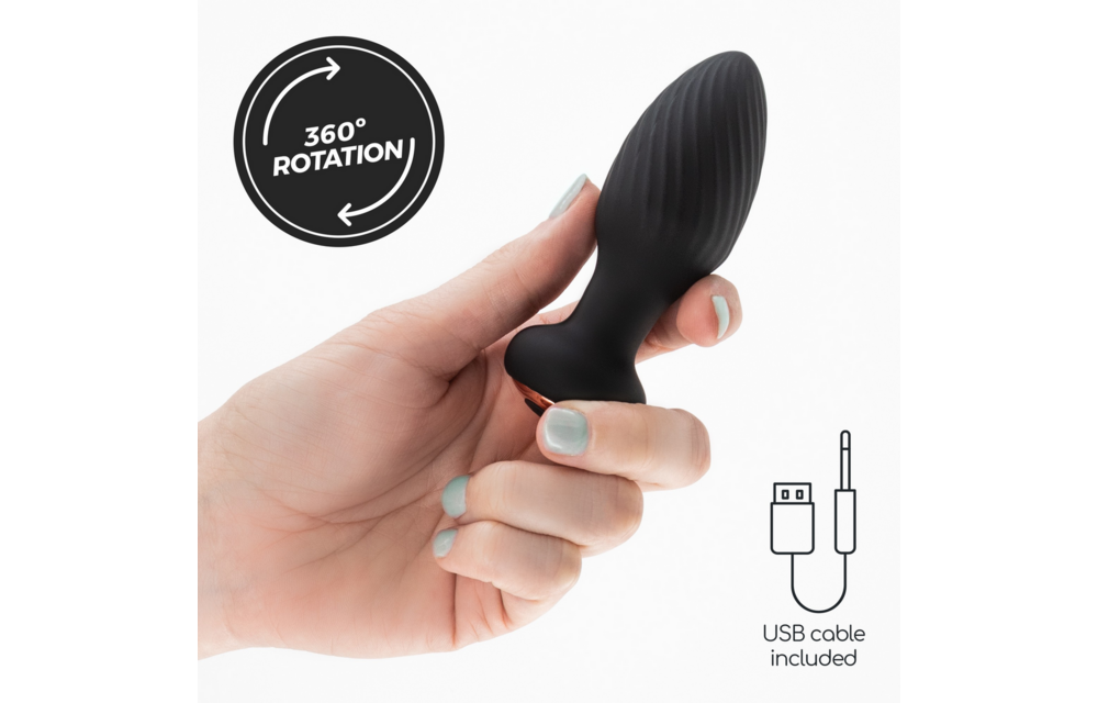 Twister 6 cm - Draaibare Anale Plug Zwart met Afstandsbediening