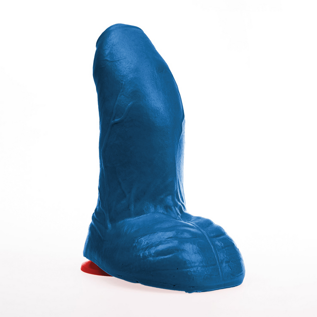 ✊Fuck & Fist Buri M - Realistische Gebogen Dildo met Ballen - 6,7 / 17 cm - Blauw