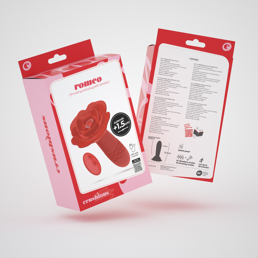 Romeo Anal Rose Plug 14.2 cm Red with Remote Control
