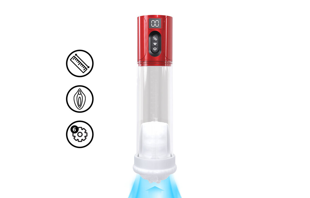 MaxLift suction masturbator pump - 6 functions, powerful & red