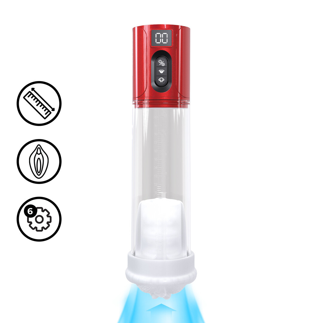 MaxLift suction masturbator pump - 6 functions, powerful & red