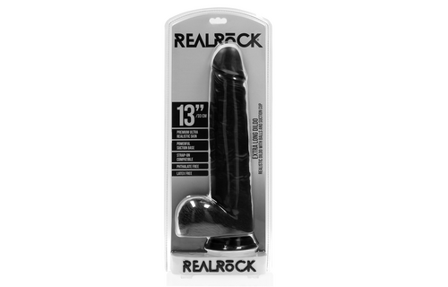 Extra Large Straight with Balls 33 cm Black – RealRock dildo