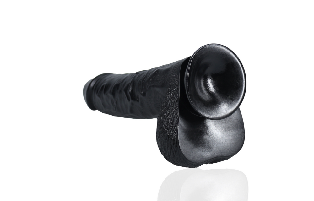 Extra Large Straight mit Hoden 33 cm Schwarz – RealRock-Dildo