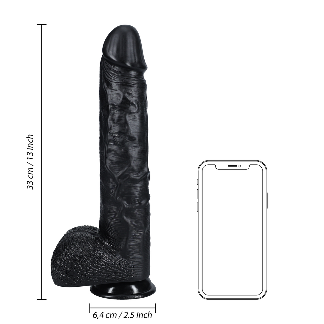 Extra Large Straight met Ballen 33 cm Zwart – RealRock dildo