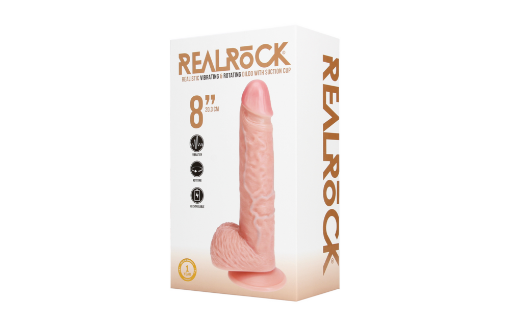 Vibrerende en Draaiende Rechte Dildo 22,8 cm - RealRock