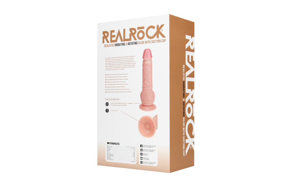 Vibrating and Rotating Straight Dildo 22.8 cm - RealRock