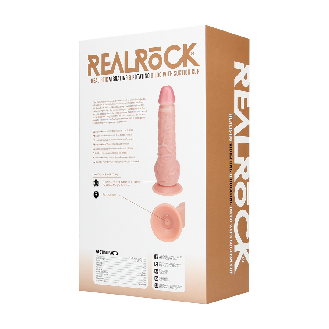 Vibrating and Rotating Straight Cock with Balls - 8 / 20,5 cm - Flesh
