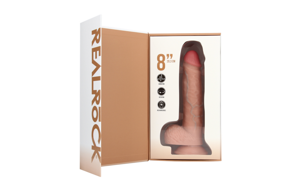 Vibrierender und rotierender gerader Dildo 22,8 cm – RealRock