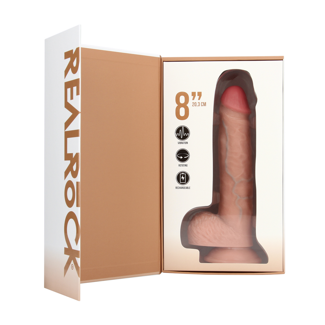 Vibrierender und rotierender gerader Dildo 22,8 cm – RealRock