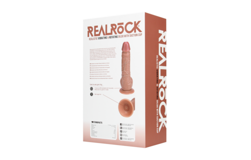 Vibrerende en Draaiende Rechte Cock met Ballen - 8 / 20,5 cm - Tan