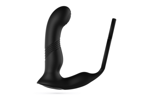 Erixos - Vibrerende Prostaatmassager met Balriem en Cockring - Zwart