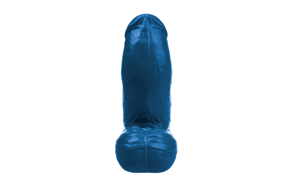 Thor L - Realistischer gebogener Dildo mit Balls - 7,1 / 18 cm - Blau