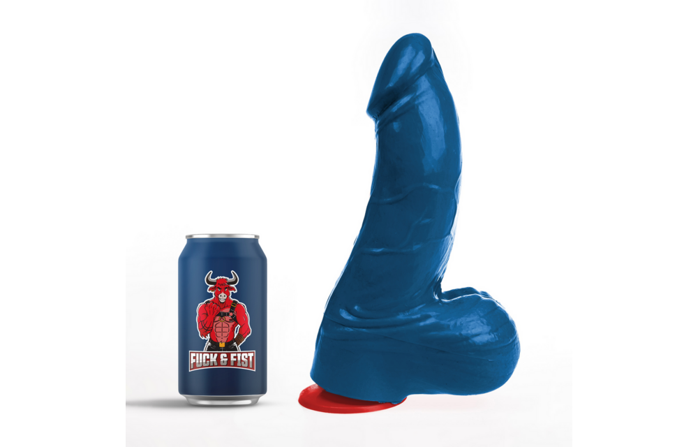✊Fuck & Fist Thor L – Realistischer gebogener Dildo mit Hoden – 7,1 / 18 cm – Blau