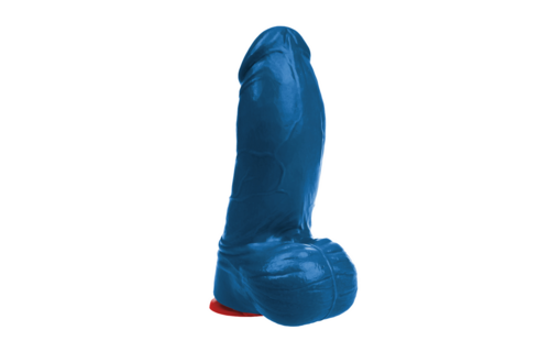 ✊Fuck & Fist Thor L – Realistischer gebogener Dildo mit Hoden – 7,1 / 18 cm – Blau