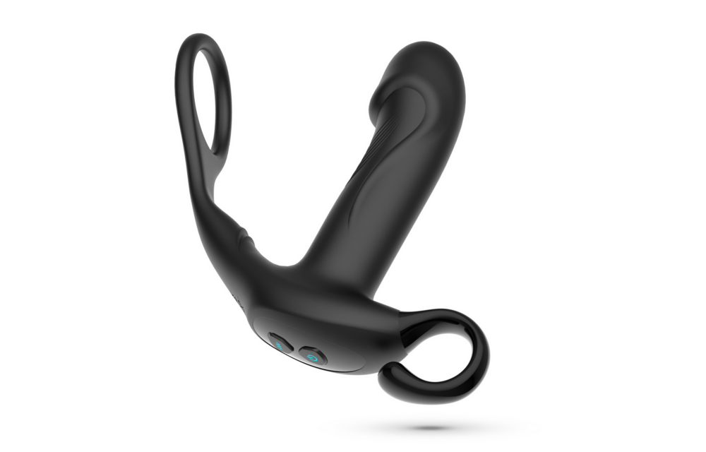 Magoo - Vibrations- und Stoßprostata-Massager mit Cockring und Fernbedienung - Schwarz