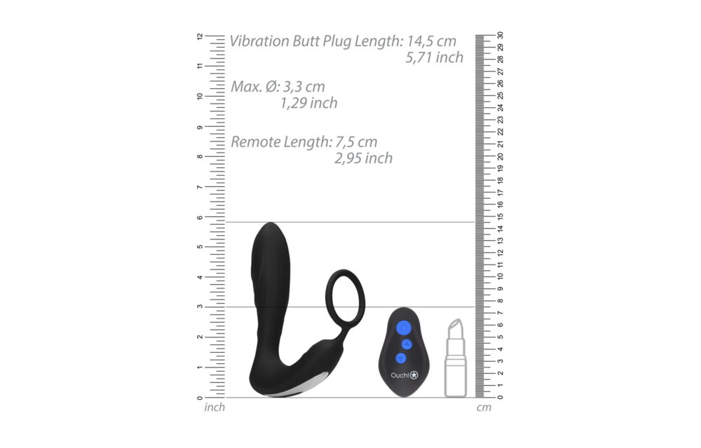 E-Stim Vibrierender Butt Plug Cockring 14,5 cm – Intensive Empfindungen