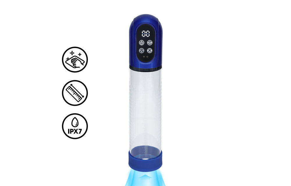Engage Automatische Waterdichte Penispomp – Metallic Blauw