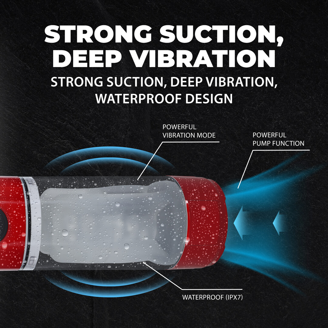 TechnoThrust - Automatic Waterproof Masturbator Pump - Metallic Red