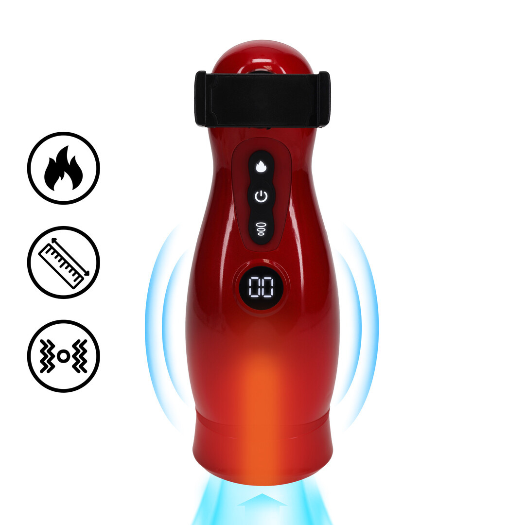 Virtuo - Suction and Vibration Masturbator Pump with Phone Attachment - Metallic Red