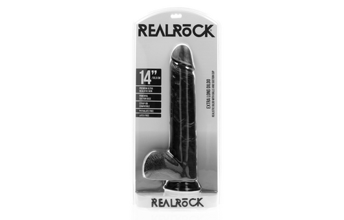 Extra Large Straight with Balls 29 cm - RealRock Black PVC