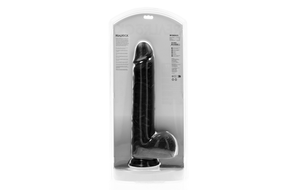 Extra Large Straight with Balls 29 cm - RealRock Black PVC