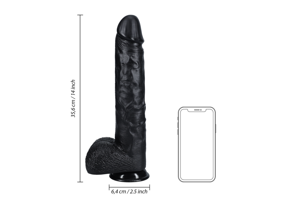 Extra Large Straight met Ballen 29 cm - RealRock Zwart PVC