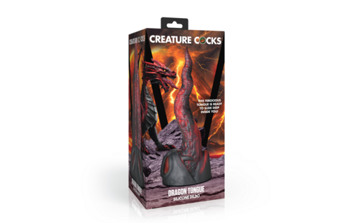 Dragon Tongue Siliconen Dildo 24,4 cm – Rood/Zwart Premium