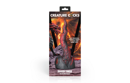 Dragon Tongue Silikondildo 24,4 cm – Rot/Schwarz Premium