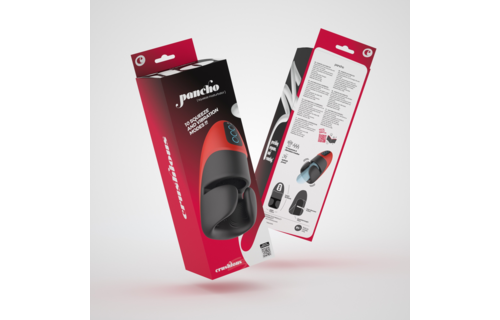 Pancho - Rechargeable Masturbator with Pressure - Red/Black